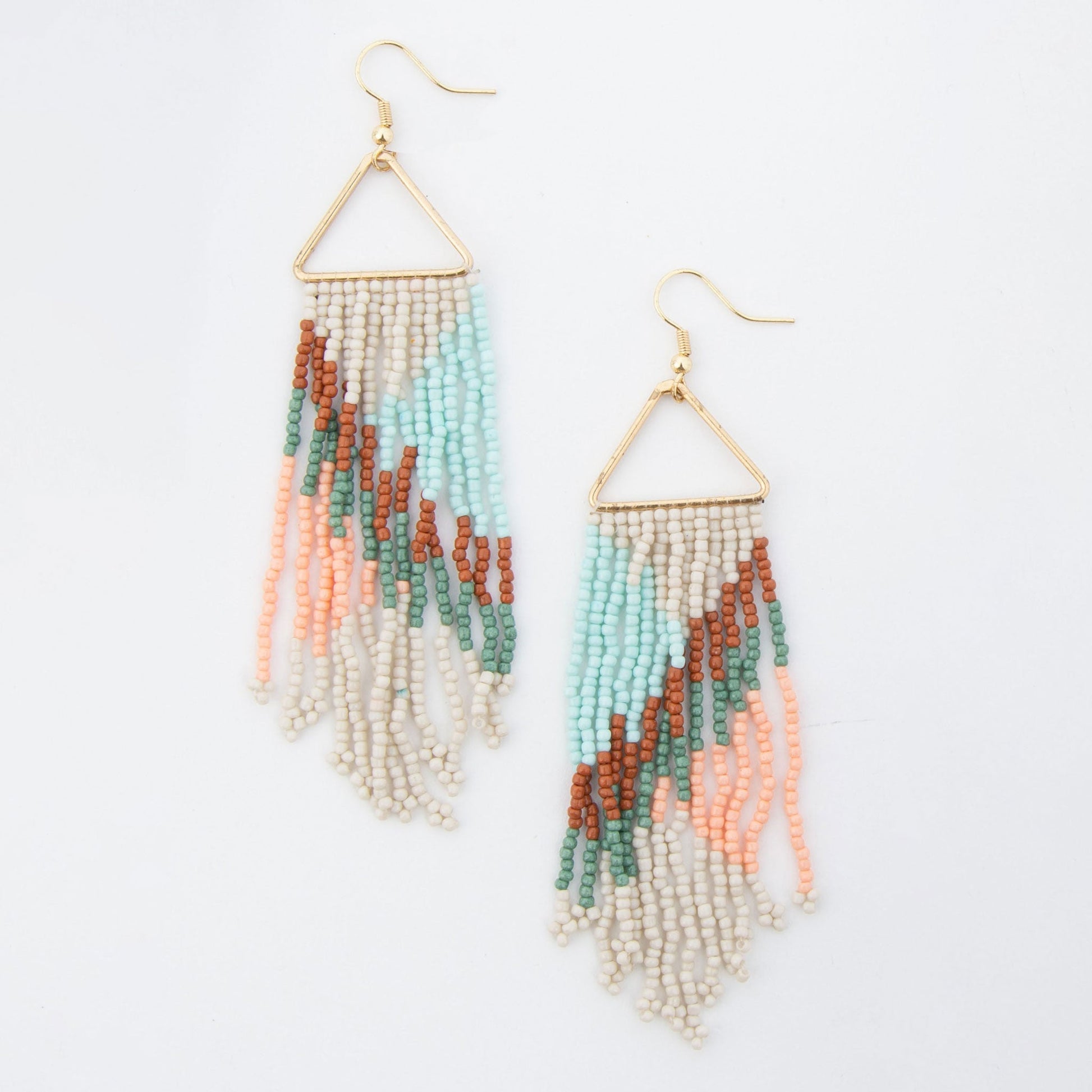 Irie Seed Bead Triangle Chandelier Earrings  DAME BOHEME