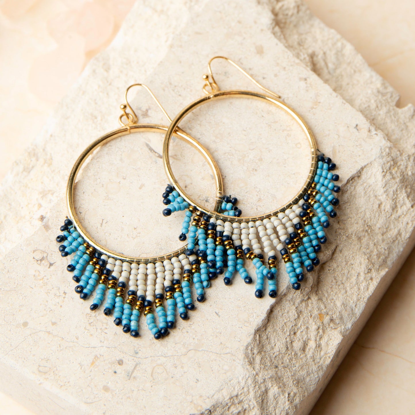 Irie Beaded Chandelier Hoop Drop Earrings  DAME BOHEME