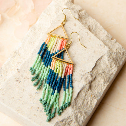 Irie Seed Bead Triangle Chandelier Earrings  DAME BOHEME