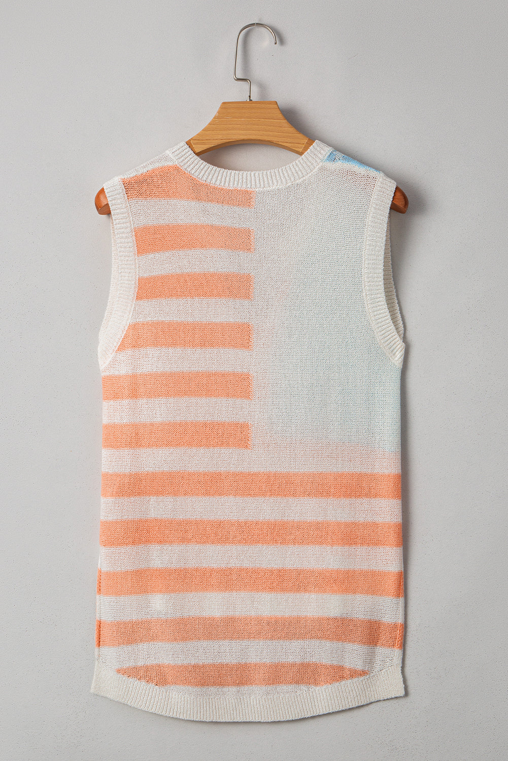 Flag Notched Neckline Loose Sweater Vest  DAME BOHEME