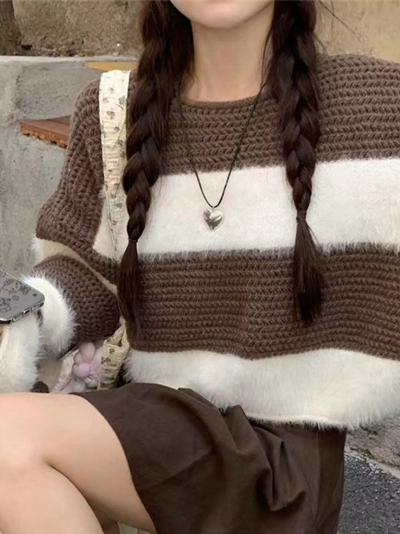 Color Block Dropped Shoulder Sweater  DAME BOHEME