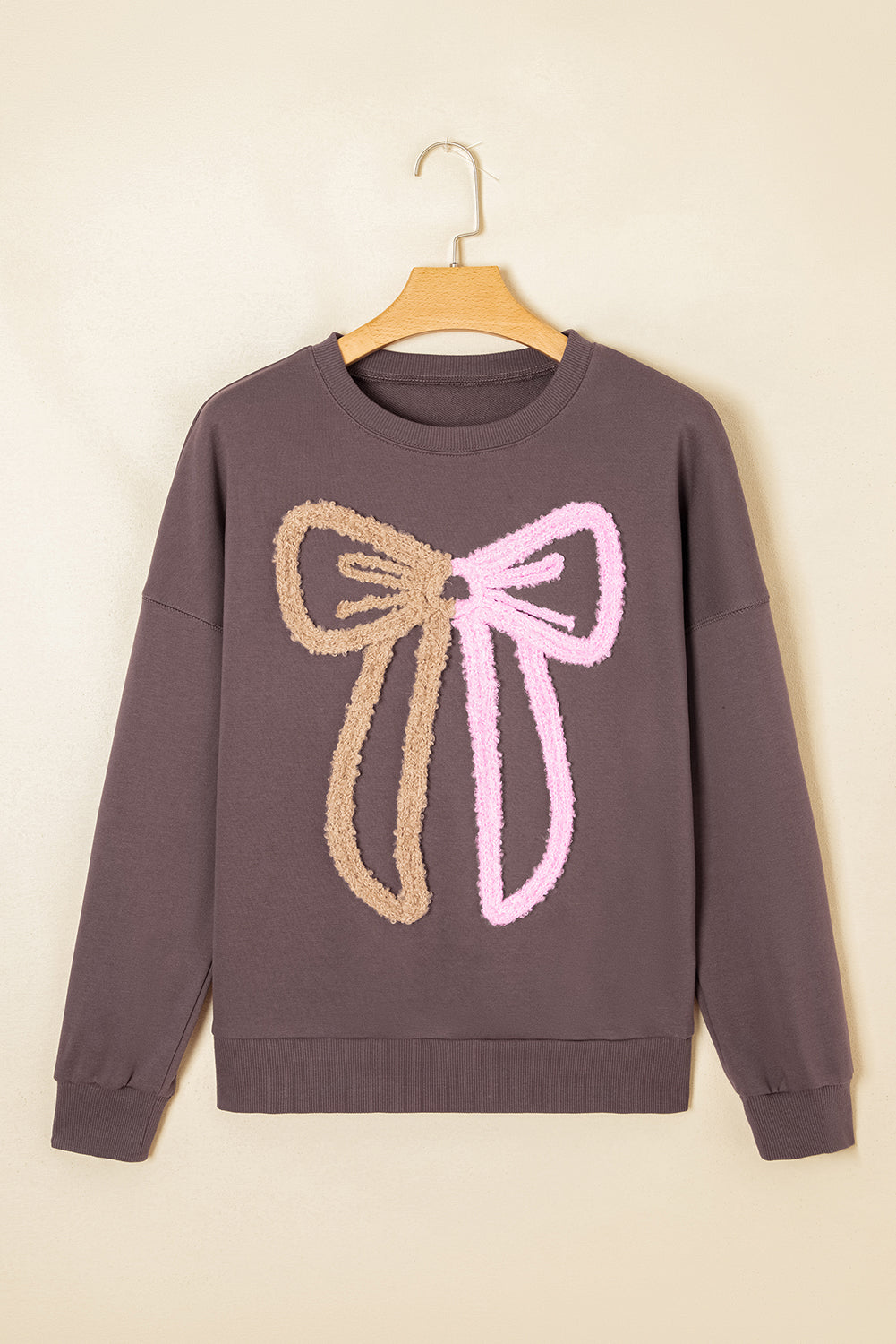 Callie Terry Bow Pattern Drop Shoulder Sweatshirt  DAME BOHEME