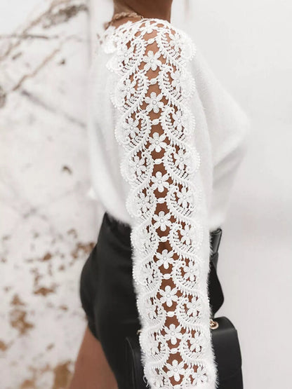 Lace Trim Long Sleeve Sweater  DAME BOHEME