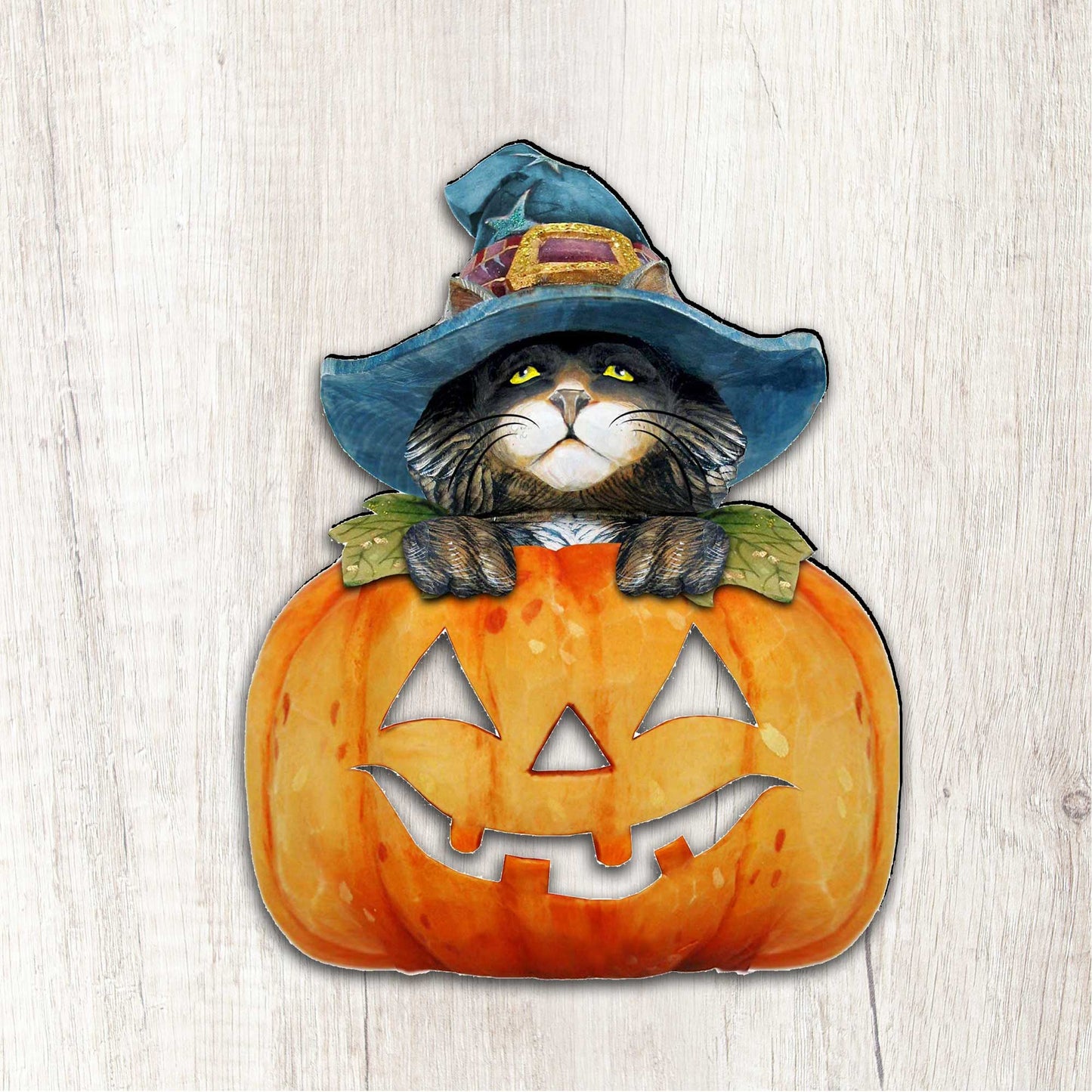 Black Cat pumpkin Halloween Door Decor by G. DeBrekht - Thanksgiving Halloween Decor - 8158416H  DAME BOHEME