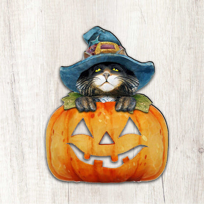 Black Cat pumpkin Halloween Door Decor by G. DeBrekht - Thanksgiving Halloween Decor - 8158416H  DAME BOHEME