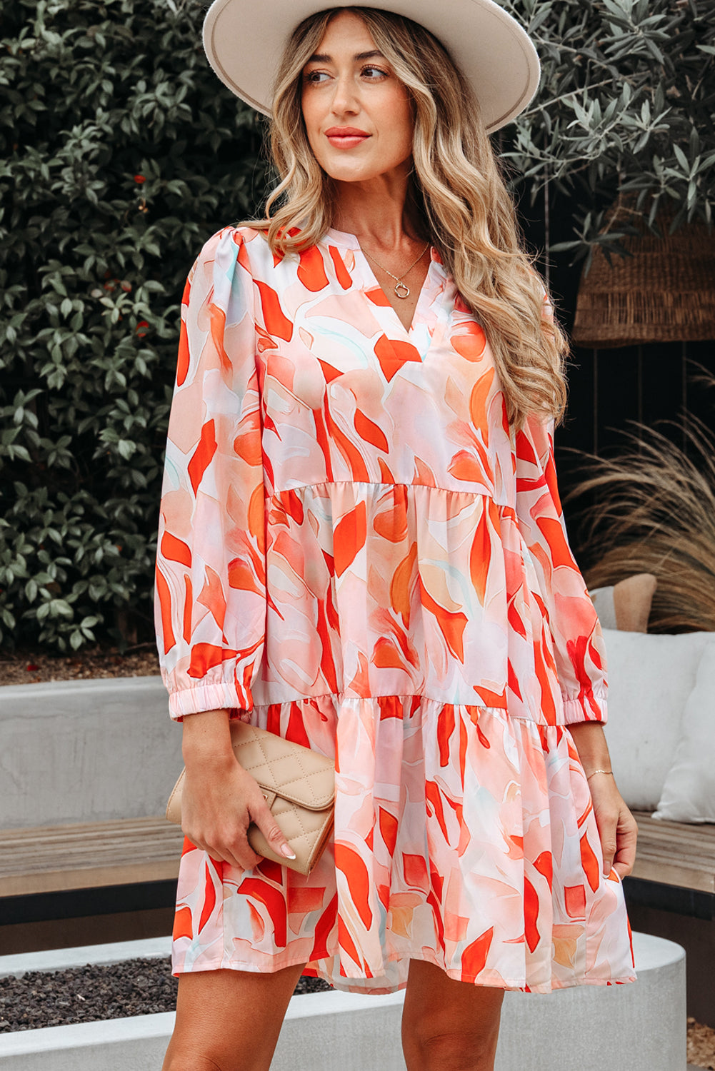Sierra Print Long Sleeve Floral Bohemian Dress  DAME BOHEME