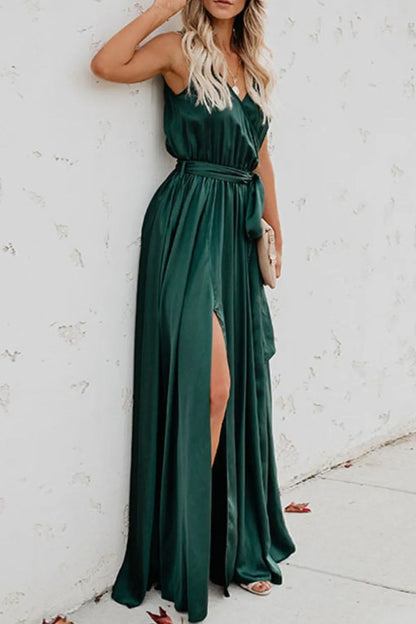 Surplice Tie Waist Maxi Dress Trendsi