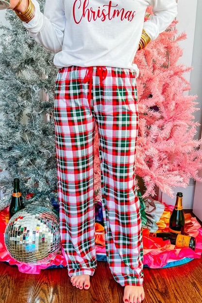 Bella Merry Christmas Plaid Print Two Piece Lounge Set  DAME BOHEME