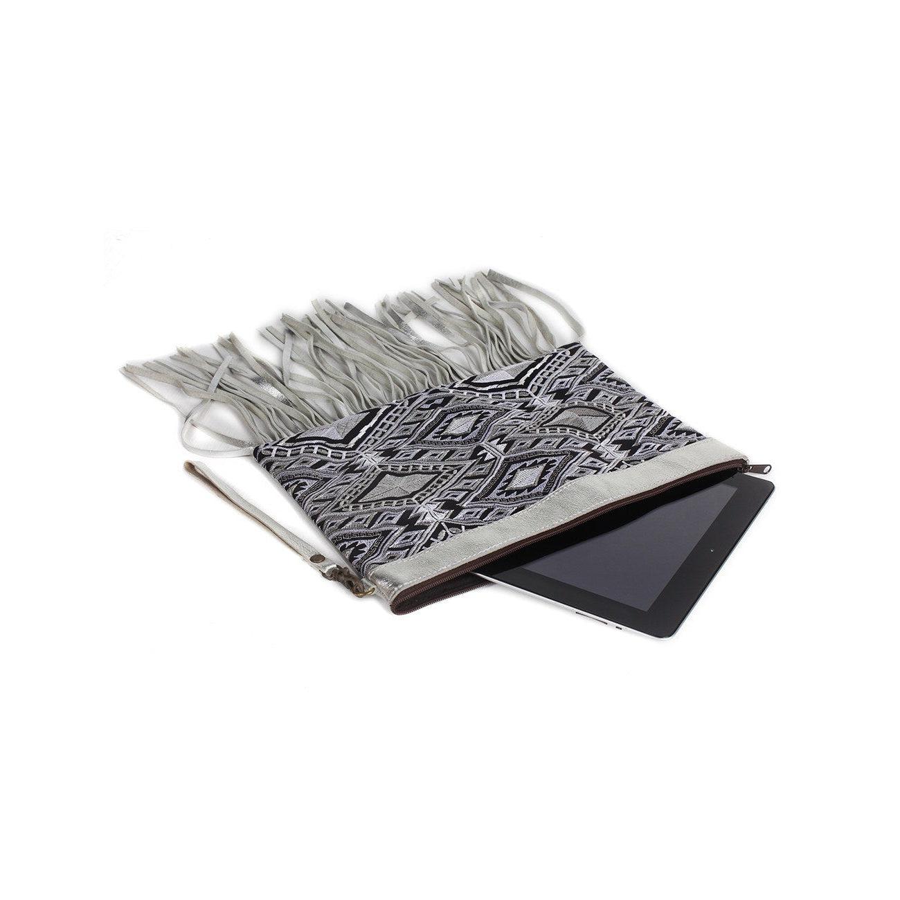 Metallic Leather & Embroidery Wristlet iPad | Tablet Bag - Thailand  DAME BOHEME