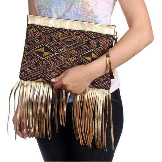 Metallic Leather & Embroidery Wristlet iPad | Tablet Bag - Thailand  DAME BOHEME