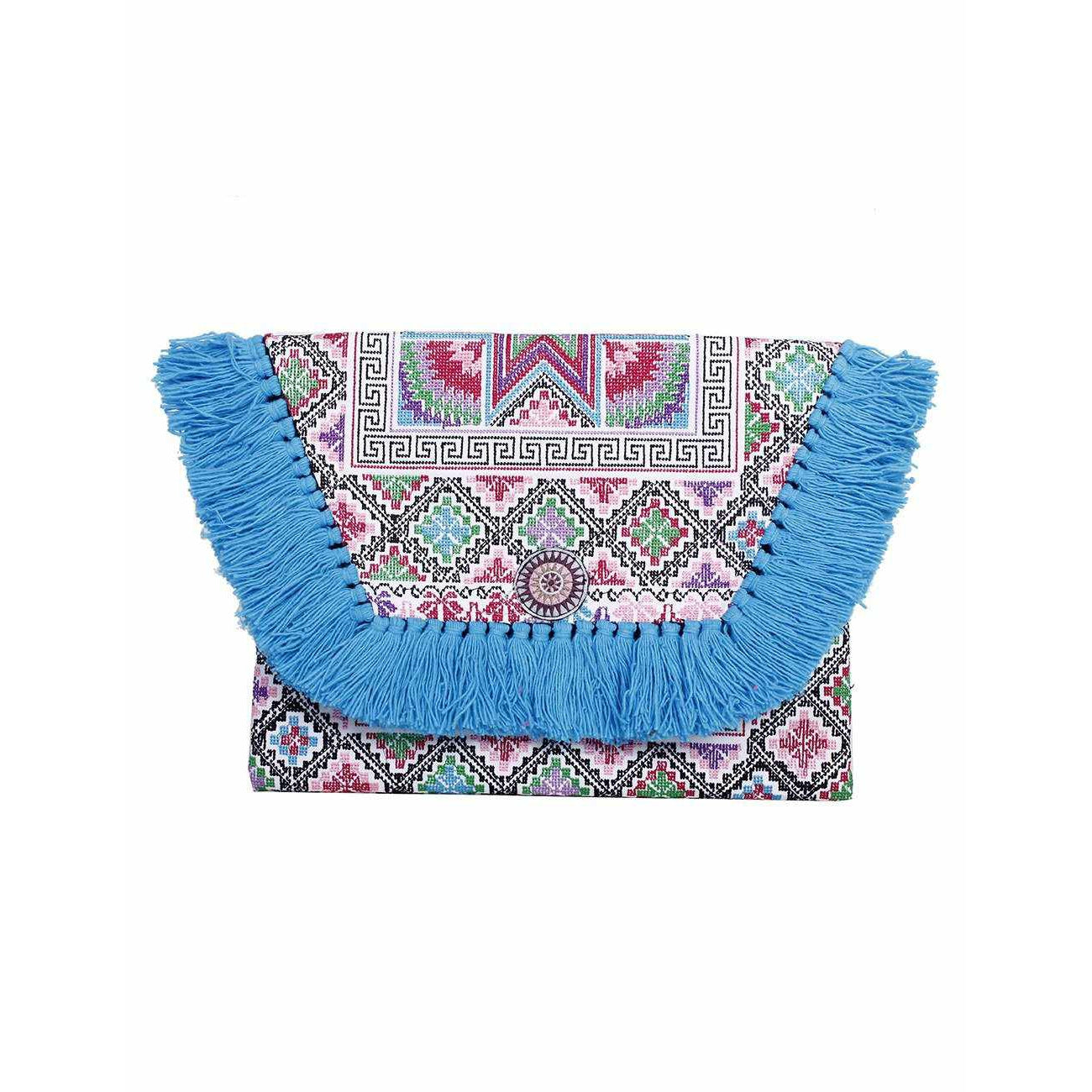 Embroidered Multi Tassel Envelope Clutch Bag - Thailand  DAME BOHEME