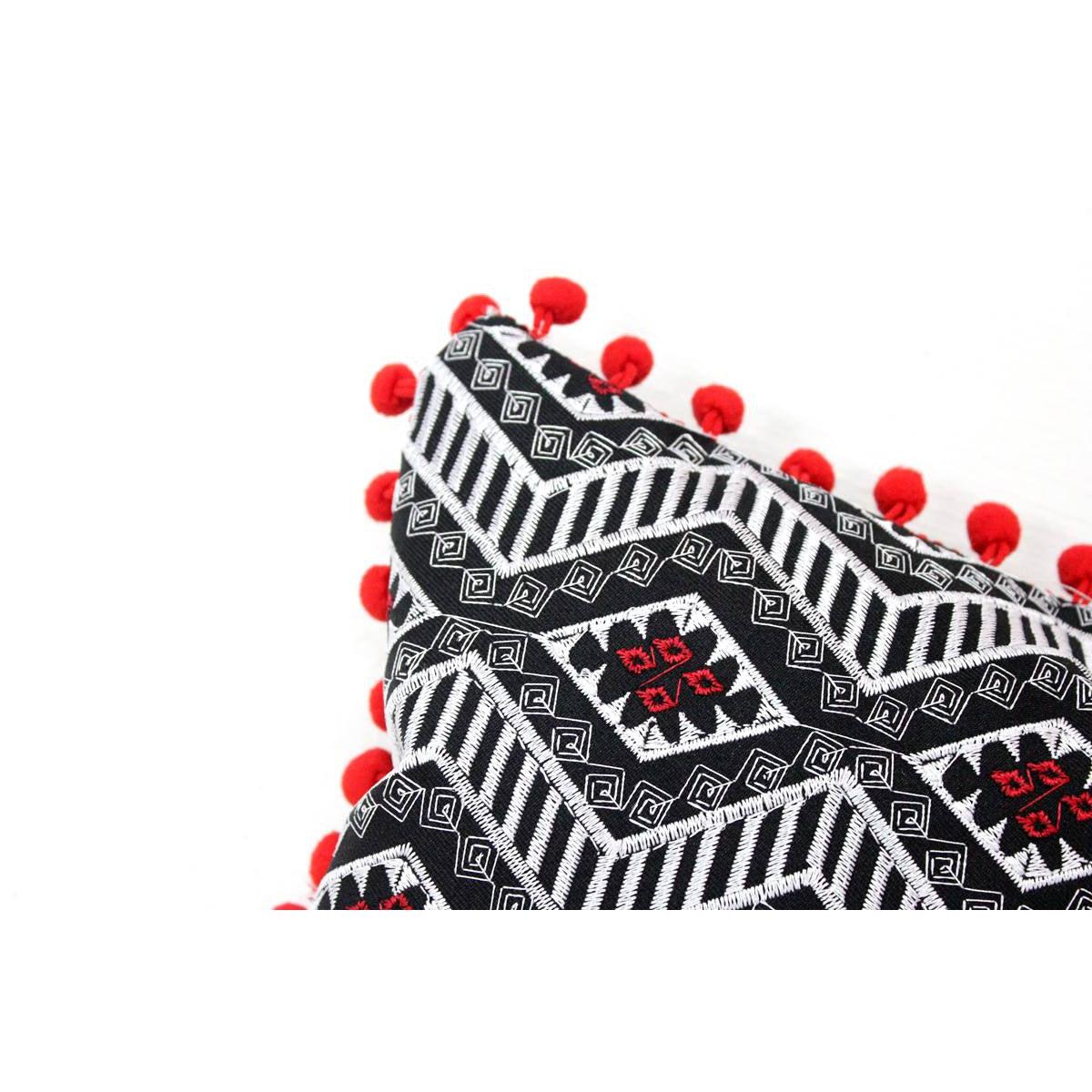 Geometric Pom Pom Lumbar Boho Cushion - Thailand  DAME BOHEME