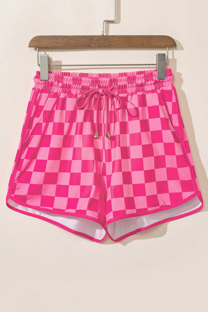 Checkered Drawstring Casual Shorts  DAME BOHEME