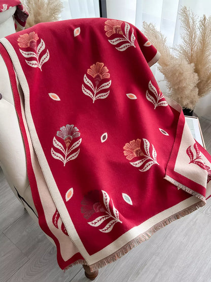 Printed Raw Hem Shawl  DAME BOHEME