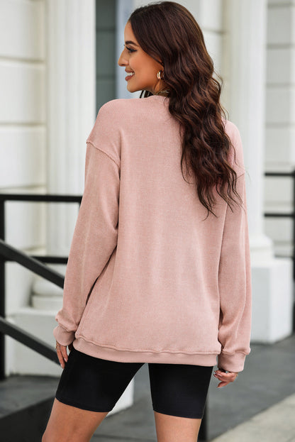 Valentine’s Day Bow Drop Shoulder Long Sleeve Sweatshirt  DAME BOHEME