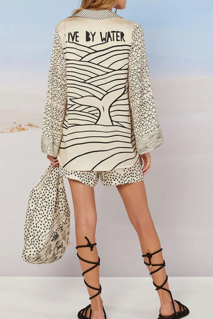 Nautical Print Top and Shorts Matching Set Trendsi