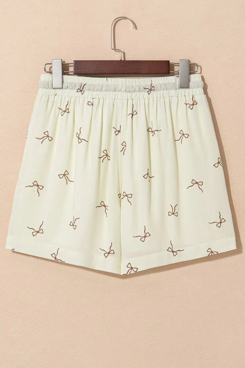 Bow Print Lace Drawstring Casual Shorts Simply Love