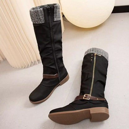 Knee High Slouch Boots with Knit Cuff  DAME BOHEME