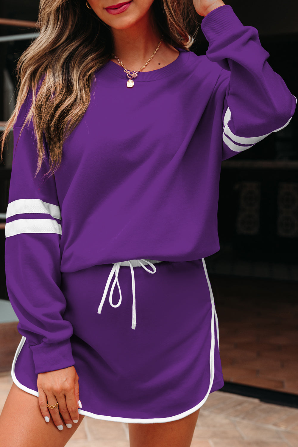Sophia Varsity Sportwear Casual 2 Piece Skirt Outfit Set  DAME BOHEME
