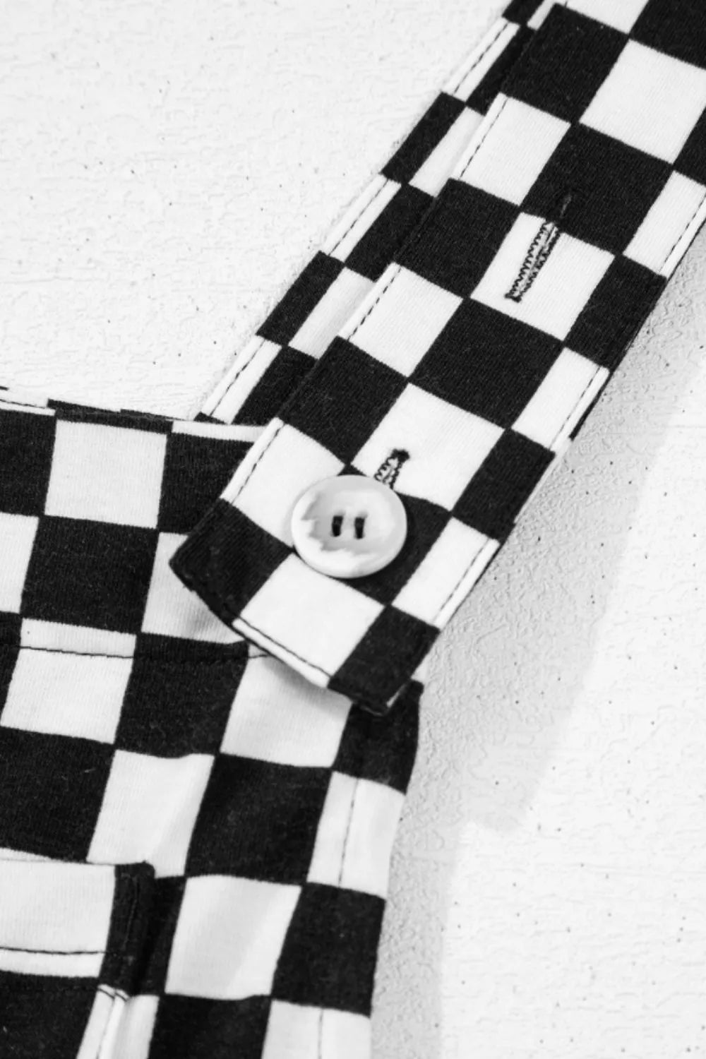 Checkered Print Pocketed Wide Leg Jumpsuit  DAME BOHEME