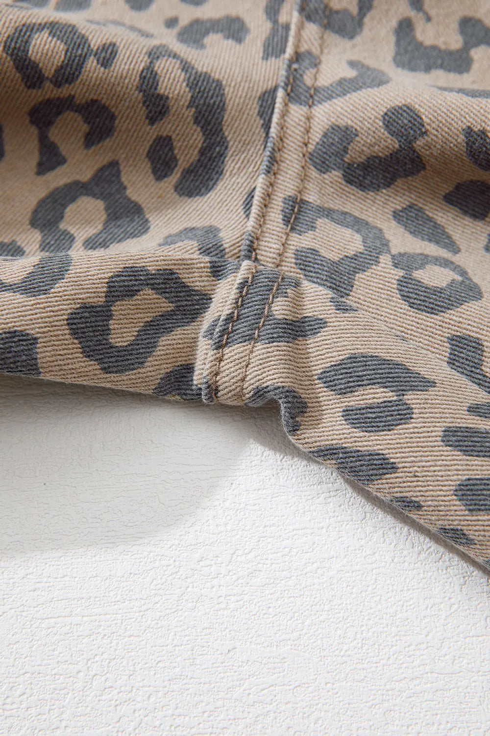 Leopard Printed Drawstring Waist Pocketed Wide Leg Jeans  DAME BOHEME