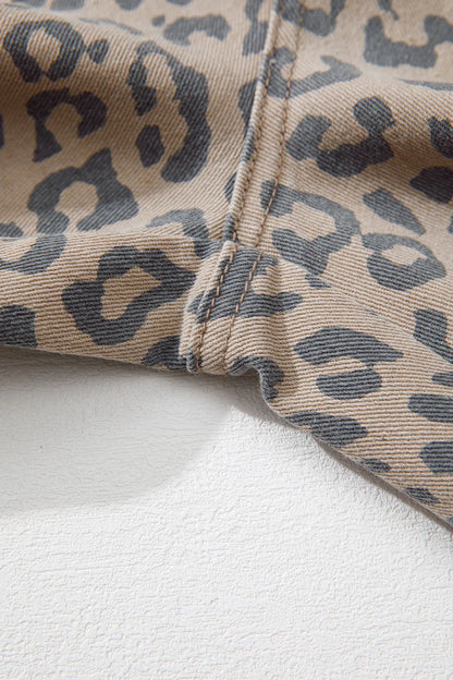 Leopard Printed Drawstring Waist Pocketed Wide Leg Jeans  DAME BOHEME