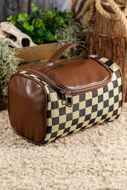 Black Checkered Zipper Makeup Bag  DAME BOHEME