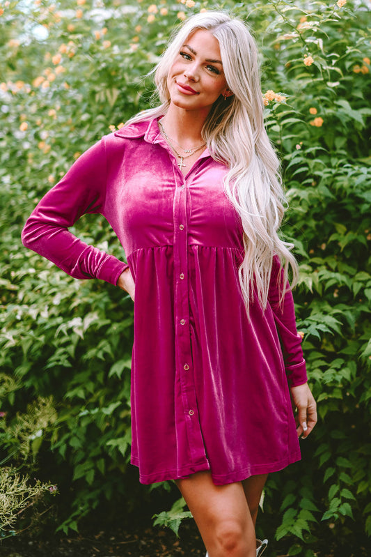 Lennon Long Sleeve Ruffle Velvet Dress  DAME BOHEME