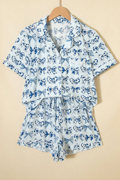 Pink Cherry/Bow Print Short Pajama Set  DAME BOHEME