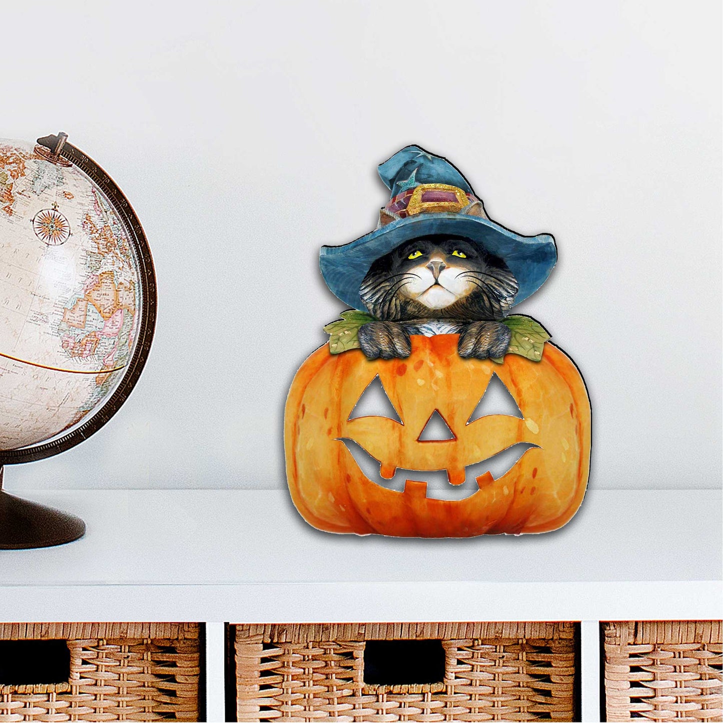 Black Cat pumpkin Halloween Door Decor by G. DeBrekht - Thanksgiving Halloween Decor - 8158416H  DAME BOHEME