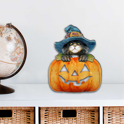 Black Cat pumpkin Halloween Door Decor by G. DeBrekht - Thanksgiving Halloween Decor - 8158416H  DAME BOHEME