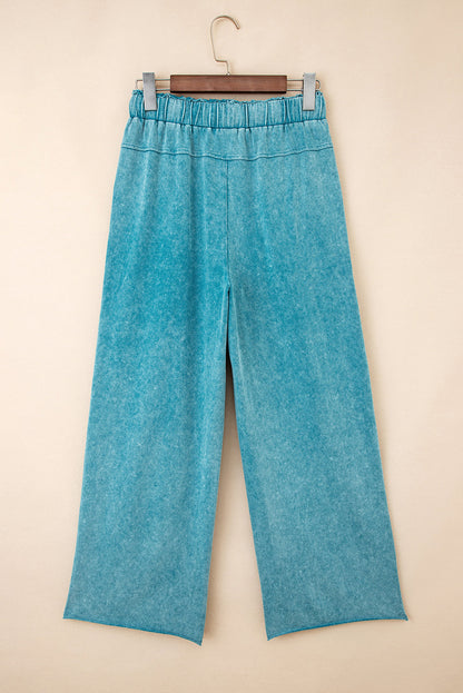 Mineral Wash Knot High Waist Raw Hem Pants  DAME BOHEME