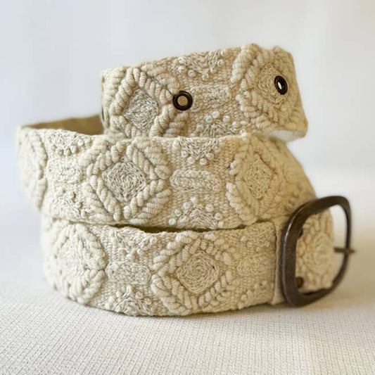 Wandering Clouds Embroidered Wool Belt  DAME BOHEME