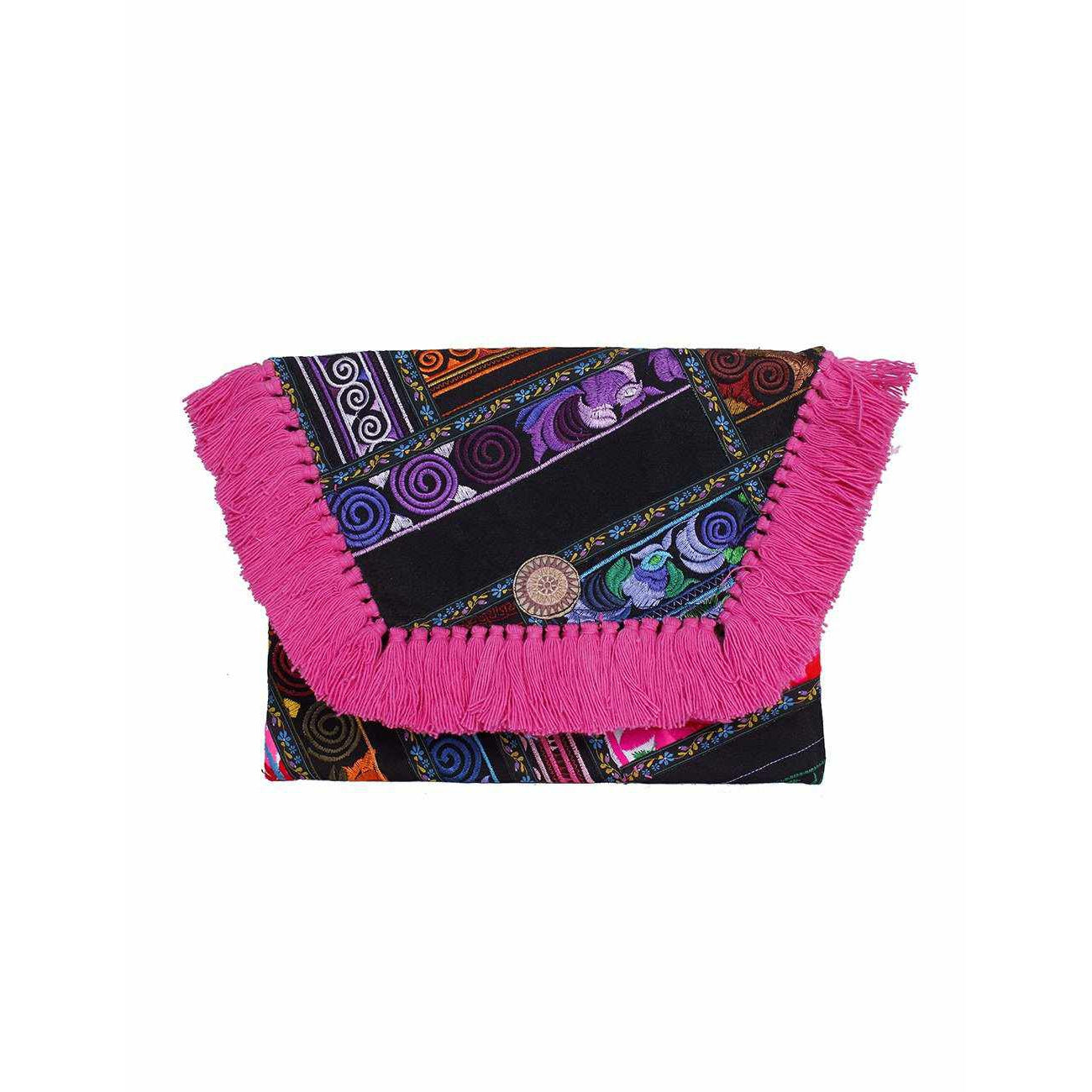 Embroidered Multi Tassel Envelope Clutch Bag - Thailand  DAME BOHEME