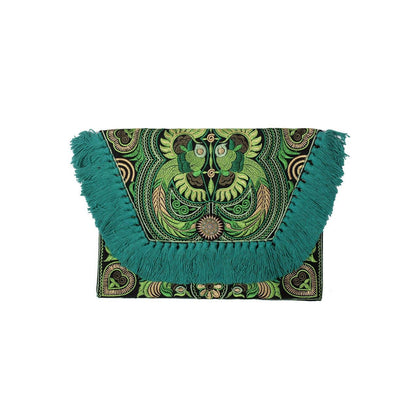 Embroidered Multi Tassel Envelope Clutch Bag - Thailand  DAME BOHEME