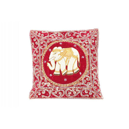 Elephant Tapestry Beaded Embroidered Cushion- Thailand  DAME BOHEME