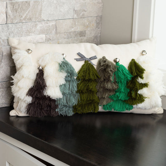 Christmas Tassel Trees 12x22 Lumbar Pillow  DAME BOHEME