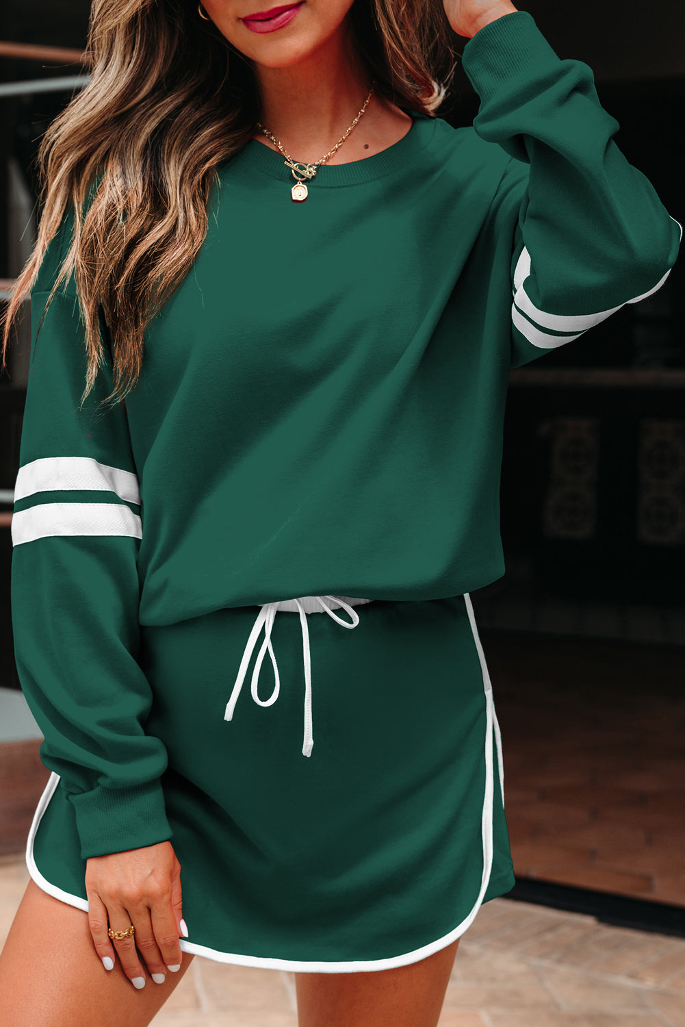 Sophia Varsity Sportwear Casual 2 Piece Skirt Outfit Set  DAME BOHEME