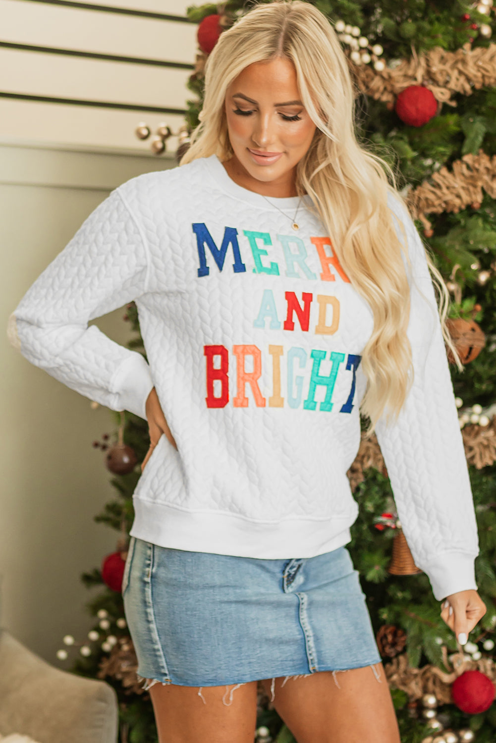 Merry And Bright Knit Pullover Sweatshirt  DAME BOHEME