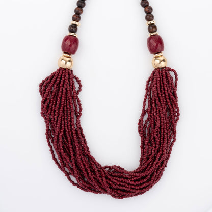 Safiya Cabernet 16" Seed Bead Necklace  DAME BOHEME