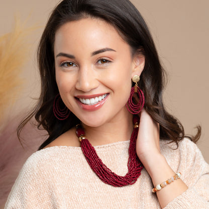 Safiya Cabernet 16" Seed Bead Necklace  DAME BOHEME
