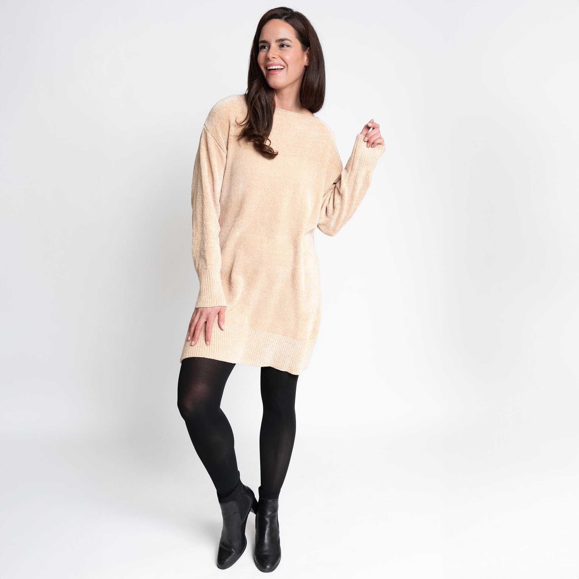 Piper Boatneck Chenille Sweater Dress  DAME BOHEME