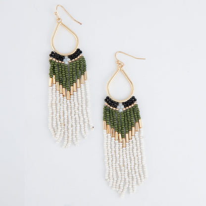 Irie Green Beaded Teardrop Dangle Earrings  DAME BOHEME