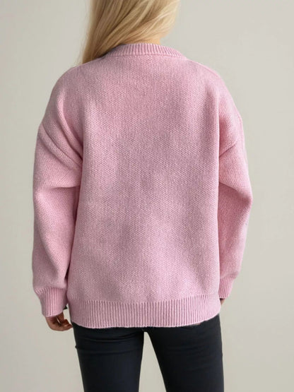 Cherry Pom-Pom Knit Round Neck Sweater  DAME BOHEME