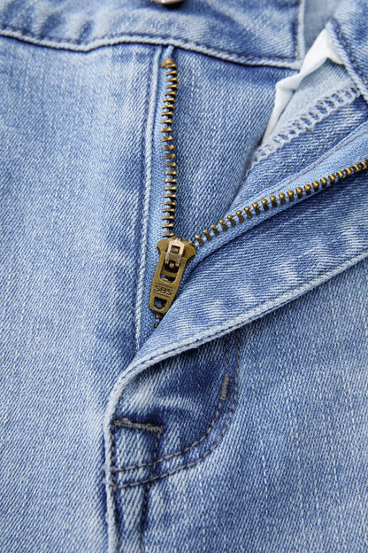 Mineral Wash Raw Hem High Waist Flared Jeans  DAME BOHEME