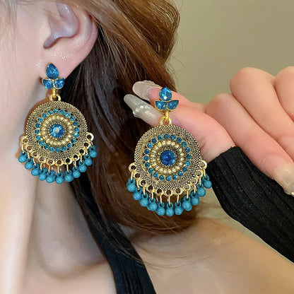 Rhinestone Alloy Bead Dangle Earrings Trendsi