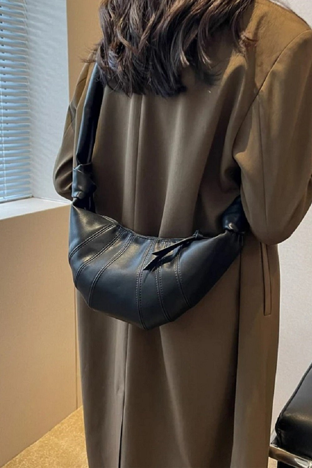 Zenana Half Moon Vegan Leather Satchel Crossbody Bag Trendsi