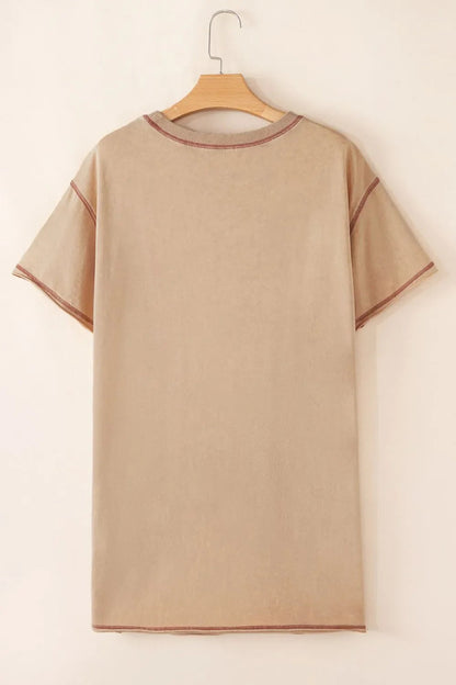 Mineral Wash Stud Beaded Star Pocketed T Shirt Dress  DAME BOHEME