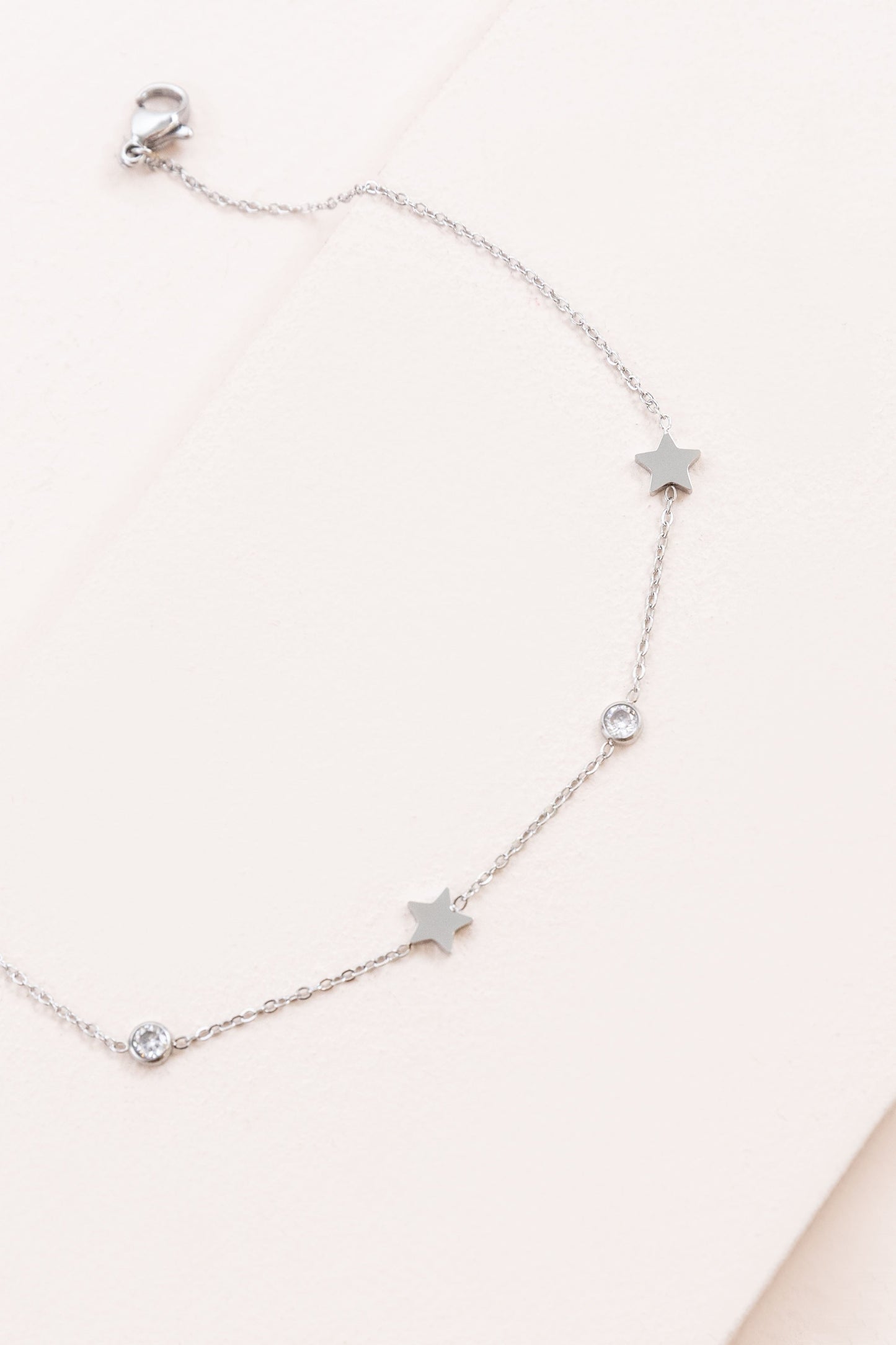 Starry Eyed Rhinestone Anklet, Silver Stainless steel Lovoda