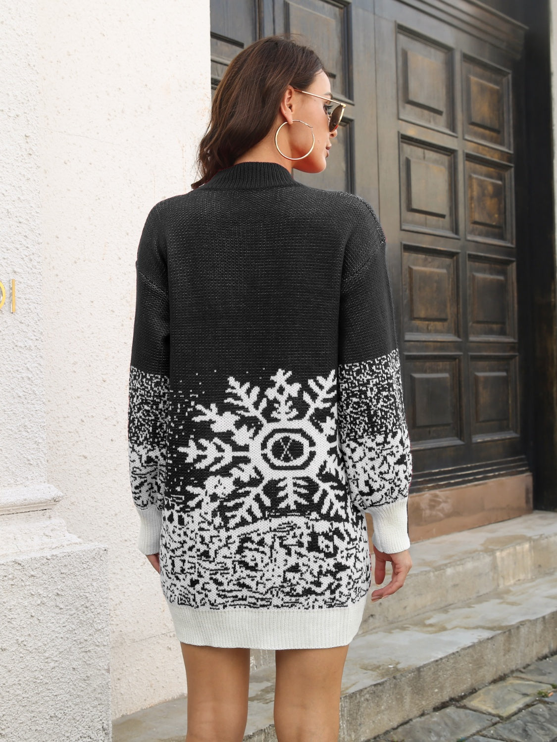 Snowflake Pattern Mini Sweater Dress